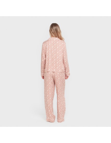 Pijama manga larga camisero viscosa mujer Amira rosette pijamas-largos-de-mujer