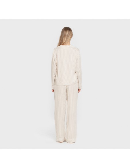 Pijama manga larga camisero viscosa mujer Raya Kodac arena pijamas-largos-de-mujer