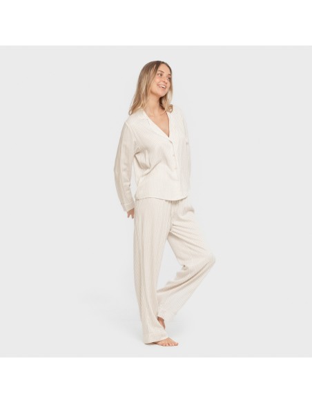 Pijama manga larga camisero viscosa mujer Raya Kodac arena pijamas-largos-de-mujer
