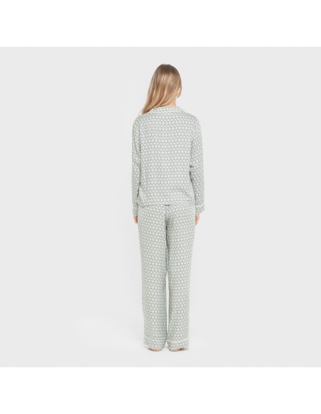 Pijama manga larga camisero viscosa mujer Dulcinea agua marina pijamas-largos-de-mujer