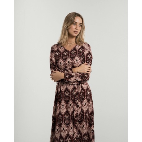 Vestido midi manga larga pico viscosa Ceramide vestidos-y-blusones-mujer