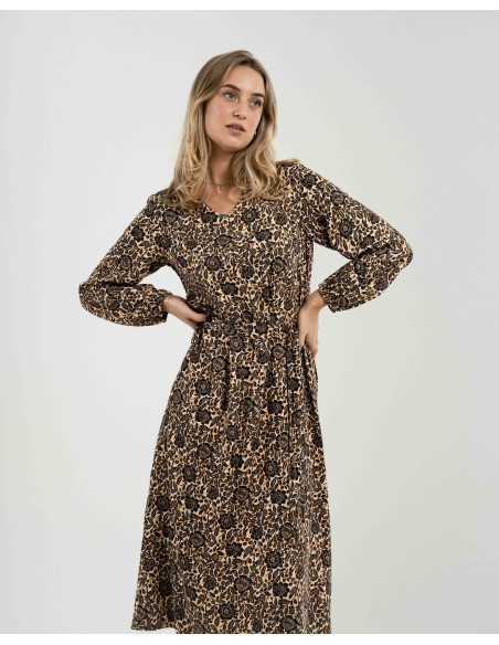 Vestido midi manga larga pico viscosa Sophie vestidos-y-blusones-mujer