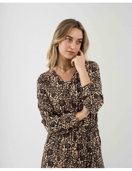 Vestido midi manga larga pico viscosa Sophie vestidos-y-blusones-mujer