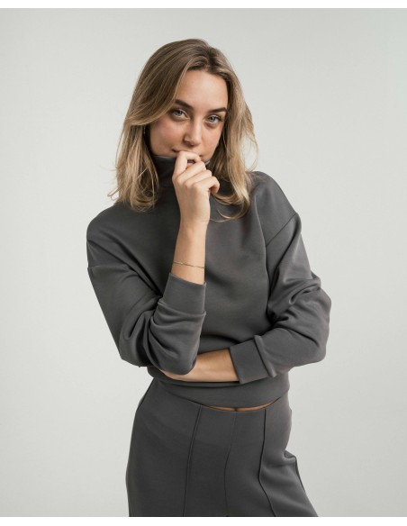Sudadera cuello subido estilo modal mujer sudaderas-mujer