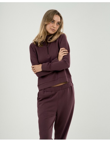 Sudadera media cremallera estilo modal mujer sudaderas-mujer