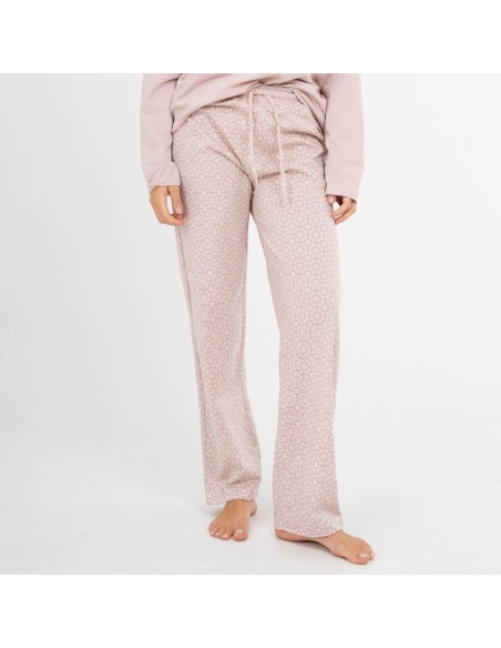 Pijama largo algodón Madrigal marsala pijamas-largos-de-mujer