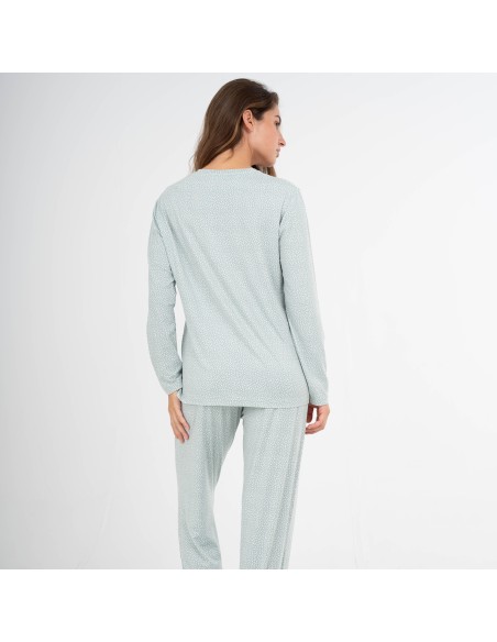 Pijama largo mujer soft Lolenda verde tiffany pijamas-largos-de-mujer