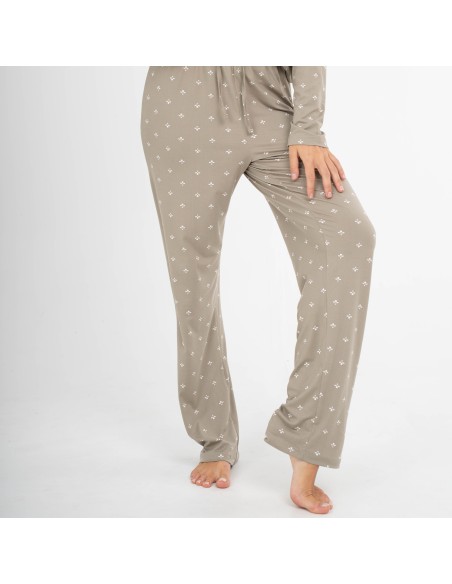 Pijama largo mujer soft Embera verde seco pijamas-largos-de-mujer