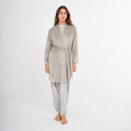 Bata terciopelo super soft lisa batas-mujer