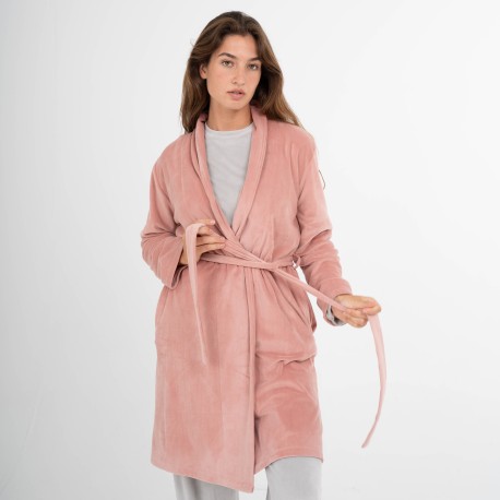 Bata terciopelo super soft lisa batas-mujer