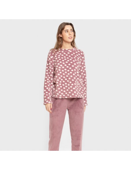 Pijama coral Berta berenjena pijamas-de-invierno-de-mujer