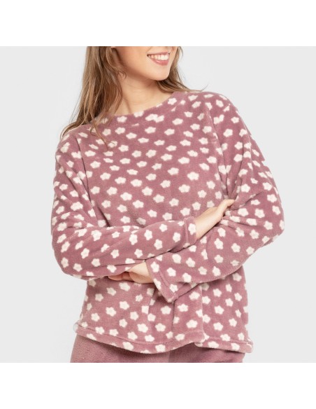 Pijama coral Berta berenjena pijamas-de-invierno-de-mujer