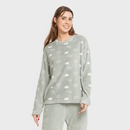 Pijama coral Nube New verde tiffany pijamas-de-invierno-de-mujer