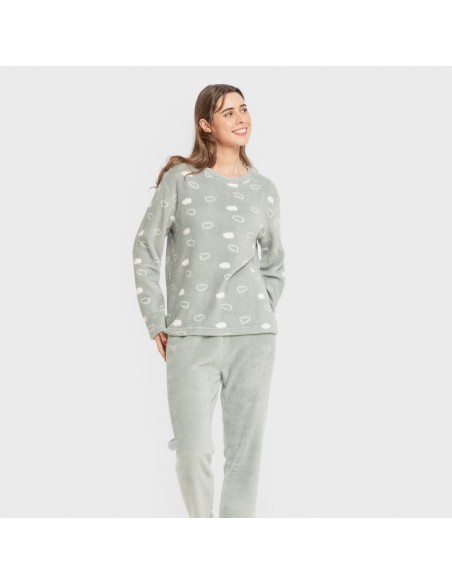 Pijama coral Nube New verde tiffany pijamas-de-invierno-de-mujer