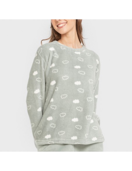 Pijama coral Nube New verde tiffany pijamas-de-invierno-de-mujer