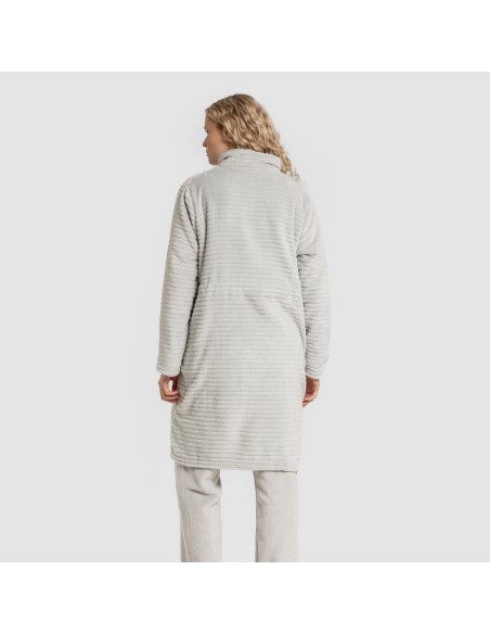 Bata terciopelo raya cremallera batas-mujer