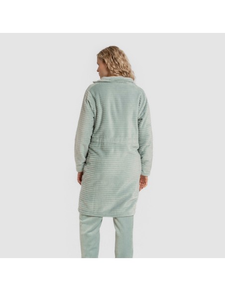 Bata terciopelo raya cremallera batas-mujer