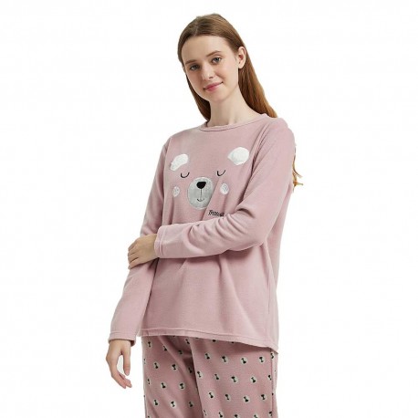 Pijama polar Mimoso malva rosa ropa-de-estar-por-casa